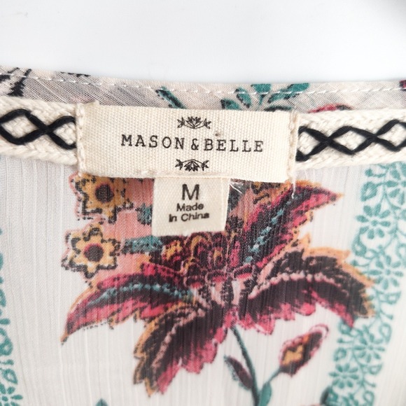 Mason & Belle Kimono Cardigan Medium Floral Crochet Lace Trim Boho Open Front - Picture 6 of 7